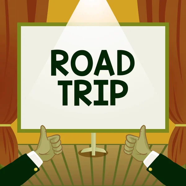 Sign Displaying Road Trip Business Showcase Roaming Places Definite Exact — Stock Photo, Image