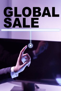 El yazısı tabelası Global Sale, Concept, yani şirketler için yöneticilerin uluslararası işletmeler yapması anlamına geliyor - 47436