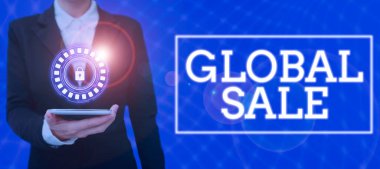 Global Sale metninin gösteriminin yazılması, şirketler için iş konsept yöneticileri uluslararası -47242
