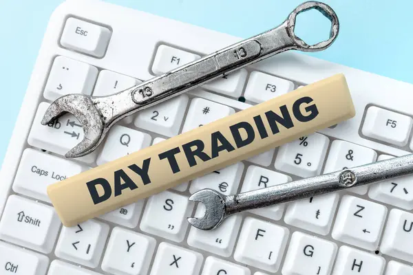Inspiration Showing Sign Day Trading Business Showcase Securities Specifically Buying — Stock Photo, Image