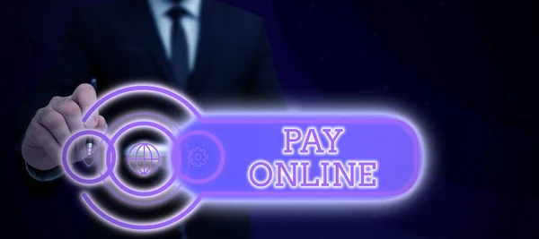 Přihlásit Zobrazení Pay Online Business Koncept Koupit Produkty Nebo Služby — Stock fotografie