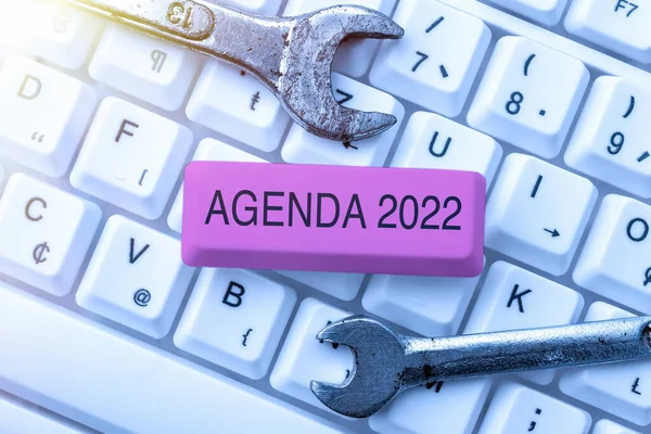 Panneau Affichant Agenda 2022 Business Idea Liste Des Activités Afin — Photo