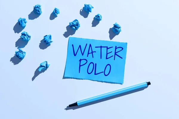 Pisanie Wyświetlanie Tekstu Water Polo Koncepcja Oznacza Konkurencyjny Zespół Sportowy — Zdjęcie stockowe