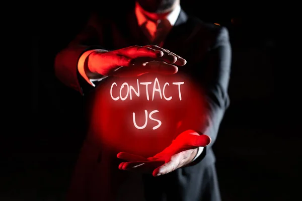 Sign Displaying Contact Concept Meaning Group Person Rendering Costumer Service — Stock Photo, Image