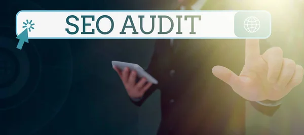 Leyenda Texto Que Presenta Seo Audit Idea Negocio Search Engine —  Fotos de Stock