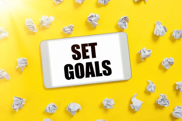 텍스트 Set Goals Business Approach Defining Achive Something Future Based — 스톡 사진