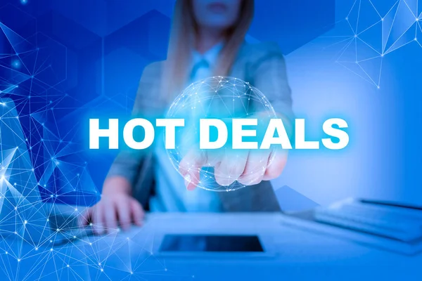Text Ukazující Inspiraci Hot Deals Business Approach Dohoda Jejímž Prostřednictvím — Stock fotografie