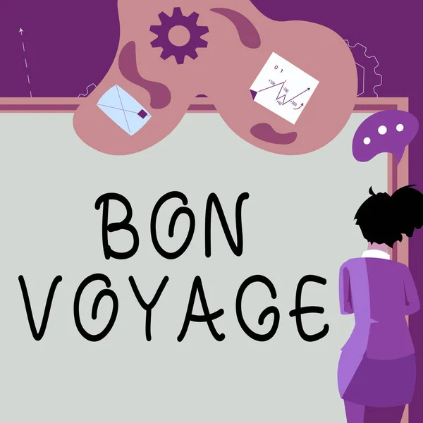 Segno Testo Che Mostra Bon Voyage Business Approccio Utilizzato Esprimere — Foto Stock