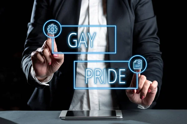 Visualizzazione Concettuale Gay Pride Internet Concept Dignità Individuo Che Appartiene — Foto Stock