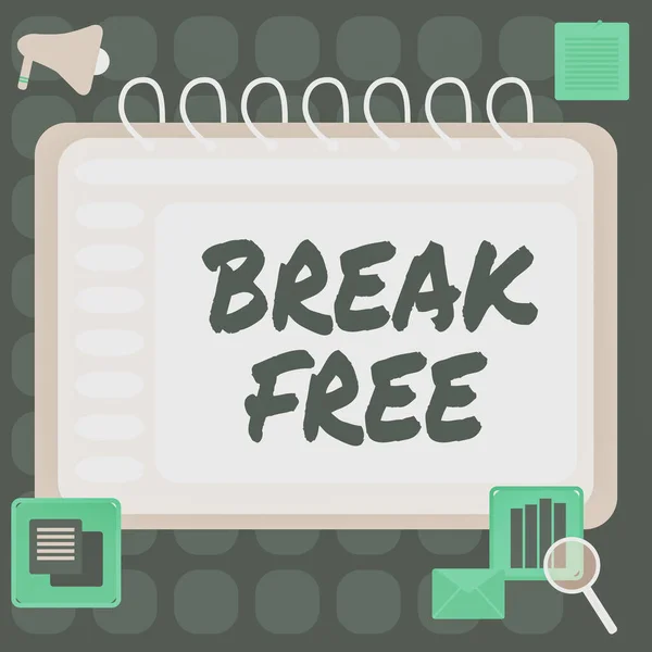 Podpis Wyświetlający Break Free Biznes Prezentuje Inny Sposób Powiedzenie Zbawienia — Zdjęcie stockowe