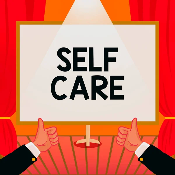 Manuscrito Texto Self Care Palavra Escrito Dar Conforto Seu Próprio — Fotografia de Stock