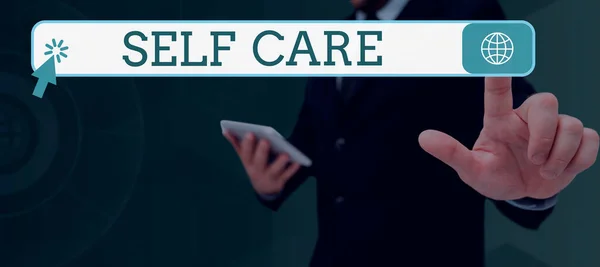 Text Tecken Som Visar Self Care Business Showcase Tröst Till — Stockfoto
