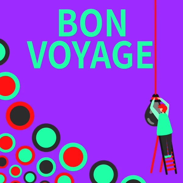 Ispirazione Mostrando Segno Bon Voyage Concetto Significato Usato Esprimere Buoni — Foto Stock