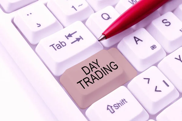Text Caption Presenting Day Trading Internet Concept Securities Specifically Buying — Stock Photo, Image