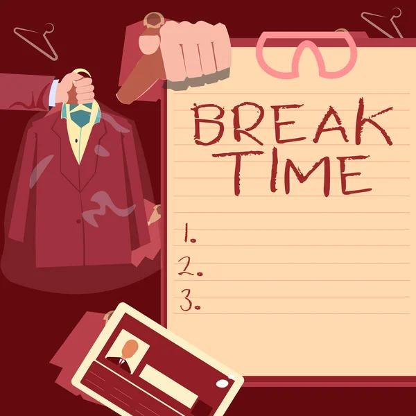 Handskrift Tecken Break Time Concept Mening Period Vila Eller Rekreation — Stockfoto