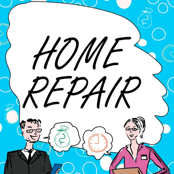 Hand Skrivtecken Home Reparation Business Approach Underhåll Eller Förbättra Ditt — Stockfoto