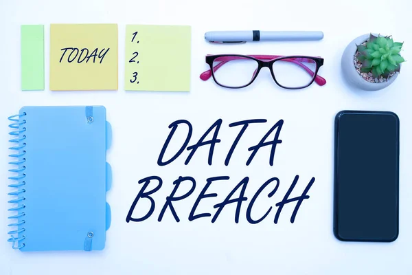 Conceptual display Data Breach, Business approach security incident where sensitive protected information copied Flashy School Office Supplies, Teaching Learning Collections, Writing Tools,