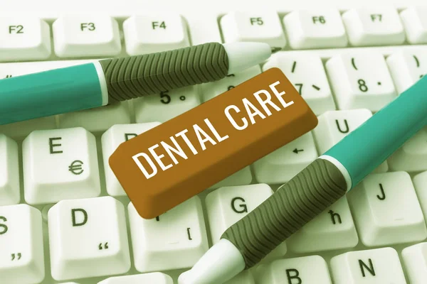 Εγγραφή Εμφανίζοντας Κείμενο Οδοντιατρική Φροντίδα Business Προσέγγιση Διατήρηση Των Υγιών — Φωτογραφία Αρχείου
