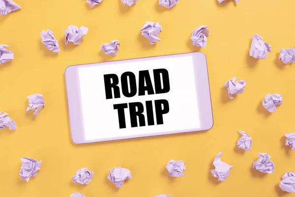 Sign Displaying Road Trip Internet Concept Roaming Places Definite Exact — Stock Photo, Image