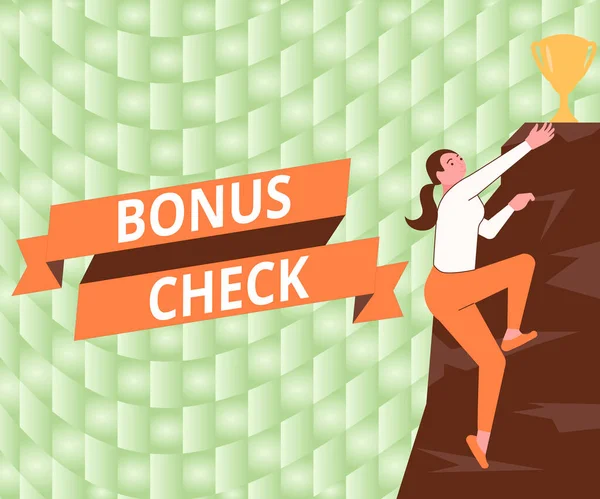 Tekst Met Inspiratie Bonus Check Business Showcase Iets Aanvulling Wat — Stockfoto