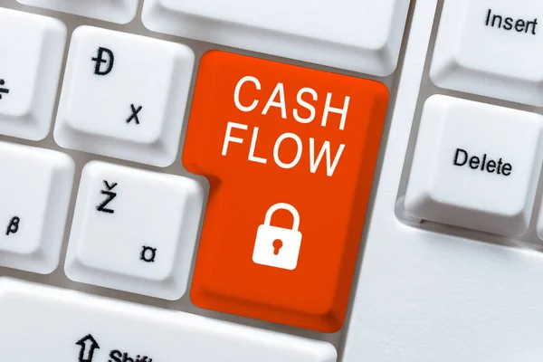 Assinar Exibindo Cash Flow Palavra Escrito Sobre Movimento Dinheiro Dentro — Fotografia de Stock