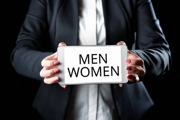 Podpis Koncepcyjny Mężczyźni Kobiety Pomysł Biznes Stan Którym Chłopca Lub — Zdjęcie stockowe