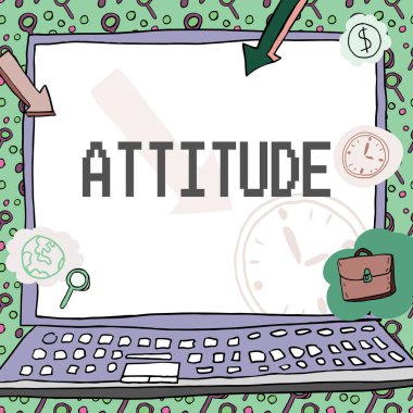 Tavır gösteren tabela, iş genel bakış Kişilik bir şey hakkında düşünce ya da duygu yerleşmiş Poster çalışanların dakikliğini gösteren parasal semboller ile süslenmiş.