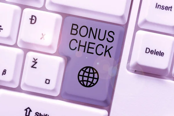 Text Ukazující Inspiraci Bonus Check Business Přístup Něco Navíc Tomu — Stock fotografie