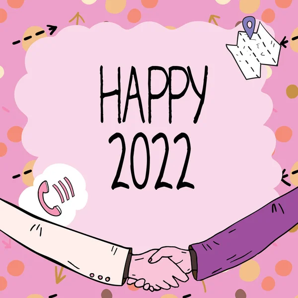 Znak Tekstowy Pokazujący Happy 2022 Internet Concept Czas Lub Dzień — Zdjęcie stockowe