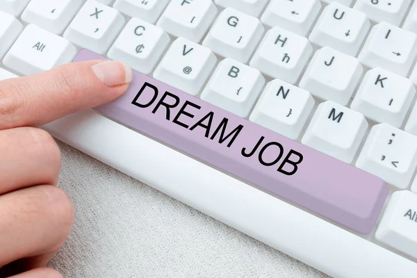 Концептуальная Подпись Dream Job Business Overview Act Paid Salary Giving — стоковое фото