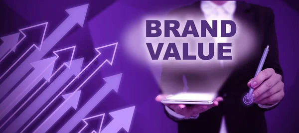 브랜드 Brand Value Concept 성공적 팀워크 성취를 상징하는 수트를 레이디 — 스톡 사진