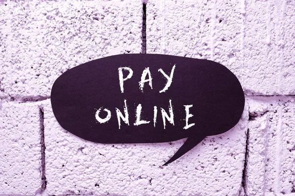 Текст Показывающий Вдохновение Pay Online Концепция Означающая Покупку Продуктов Услуг — стоковое фото