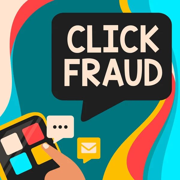 Legenda Texto Apresentando Click Fraud Business Prática Vitrine Clicar Repetidamente — Fotografia de Stock