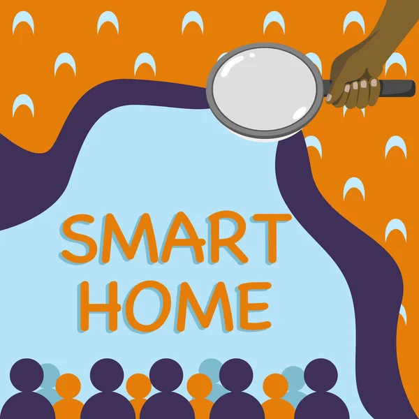 Handschreibzeichen Smart Home Internet Konzept Automatisierungssystem Steuerung Beleuchtung Klima Entertainment — Stockfoto