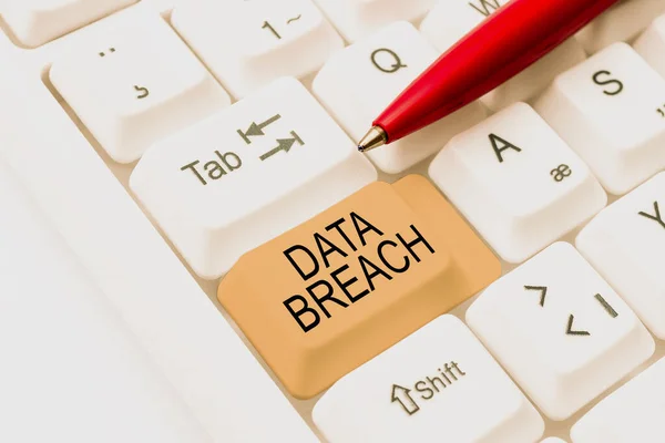 Writing displaying text Data Breach, Business concept security incident where sensitive protected information copied -48553