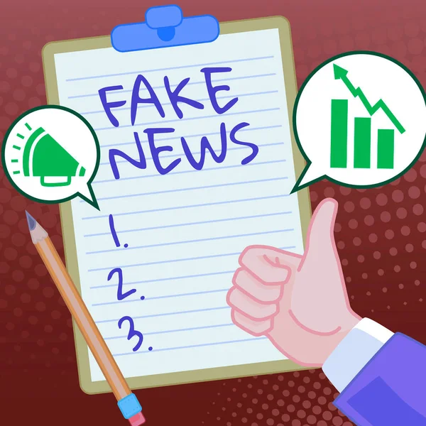 Εννοιολογική Απεικόνιση Fake News Επιχειρηματική Επισκόπηση Δίνοντας Πληροφορίες Για Δείξει — Φωτογραφία Αρχείου