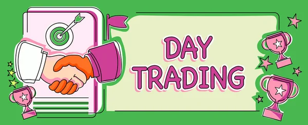 Exibição Conceitual Day Trading Conceptual Foto Títulos Especificamente Compra Venda — Fotografia de Stock