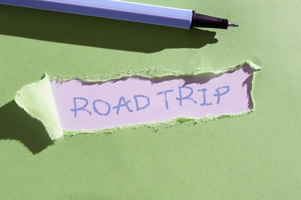 Legenda Texto Apresentando Road Trip Vitrine Negócios Roaming Torno Lugares — Fotografia de Stock