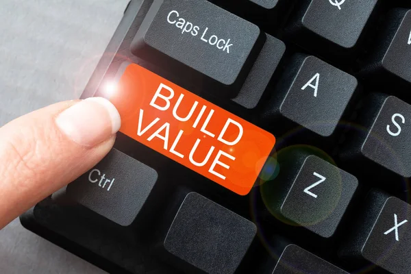 Ručně Psané Znamení Build Value Word Pro Dostatečně Efektivní Způsob — Stock fotografie