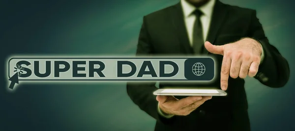Text Sign Showing Super Dad Word Written Children Idol Super — Stock Photo, Image
