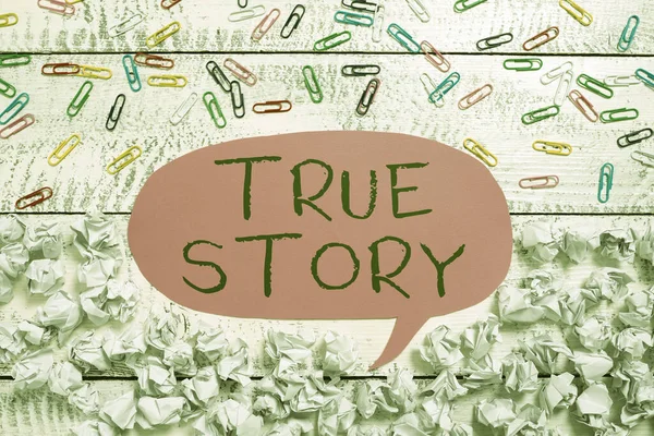 Ruční Psaní Znamení True Story Obchodní Přehled Každodenní Zkušenosti Jednotlivce — Stock fotografie