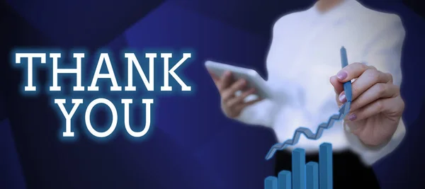 Text Sign Showing Thank You Internet Concept Replaying Something Good — Stock Photo, Image