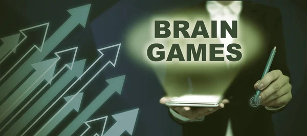 Έμπνευση Που Δείχνει Σημάδι Παιχνίδια Εγκεφάλου Επιχειρηματική Ιδέα Ψυχολογική Τακτική — Φωτογραφία Αρχείου