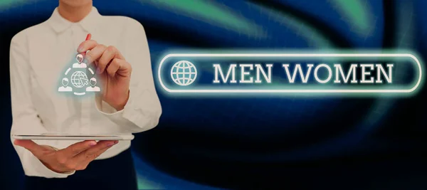 Ручной Знак Мужчины Женщины Интернет Концепция Государство Мальчик Девочка Превращается — стоковое фото