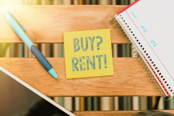 Conceptual Caption Buy Question Rent Concept Meaning Group Gives Information — Stock Photo, Image