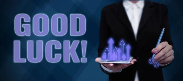Текст Почерка Good Luck Business Concept Положительное Состояние Счастливый Исход — стоковое фото