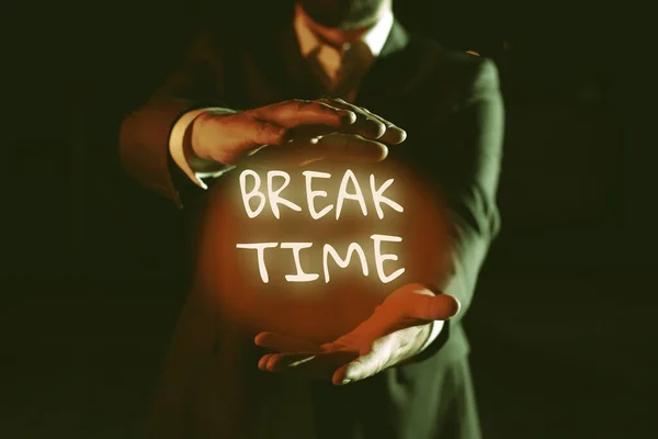 Legenda Texto Apresentando Break Time Abordagem Negócios Período Descanso Recreação — Fotografia de Stock