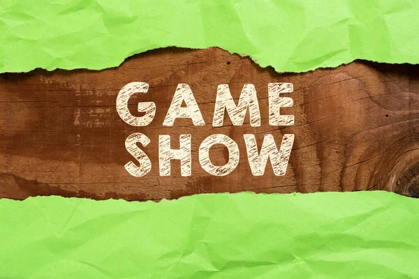 Tekst Bijschrift Presenteren Game Show Woord Voor Programma Televisie Radio — Stockfoto