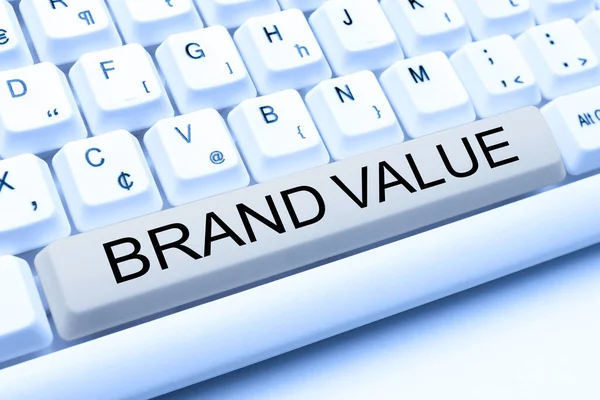 Concettuale Didascalia Brand Value Parola Azienda Genera Prodotto Con Riconoscibile — Foto Stock