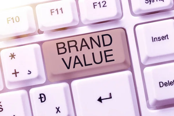 Концептуальная Подпись Brand Value Business Approach Company Generates Product Recognizable — стоковое фото